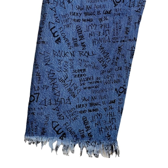 One Teaspoon Graffiti High Rise Straight Leg Cropped Raw Hem Jeans 22 XXS 00 - Picture 13 of 17